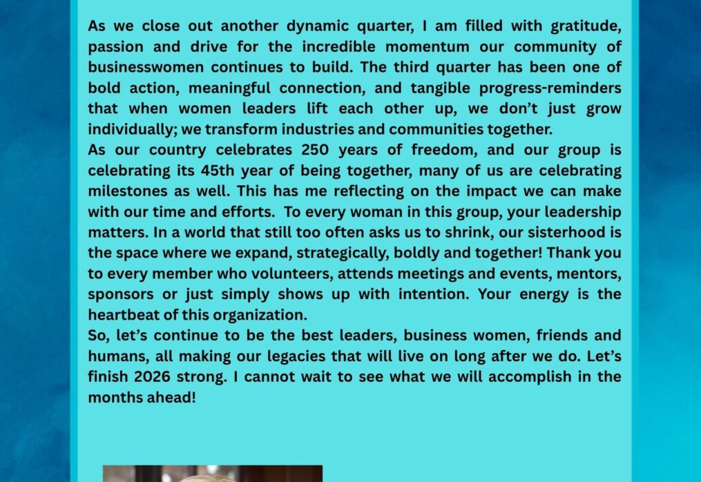 President’s Third Quarter Message 2026